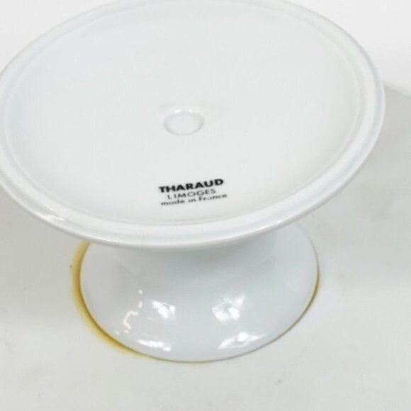 Tharaud Limoges Made in France footed cake stand blue forget me nots 12.5” X 4” - Picture 8 of 10